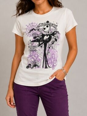 Nightmare Before Christmas *Jack Skellington* Sparkly Black/Purple Print T-Shirt